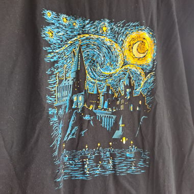 T-shirt with Hogwards Castle Van Gogh style 