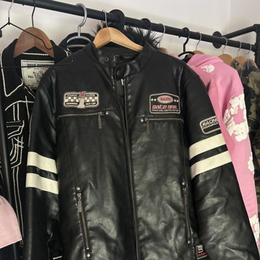 Leather moto bike jacket 