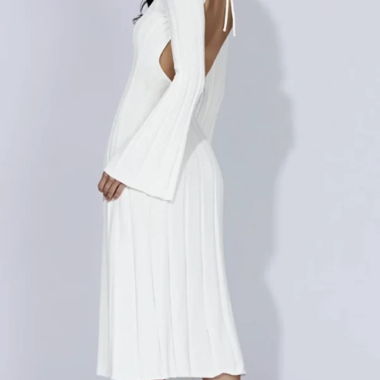 Abito midi in mesh bianco