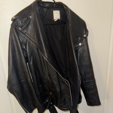 Giacca biker in pelle nera H&M