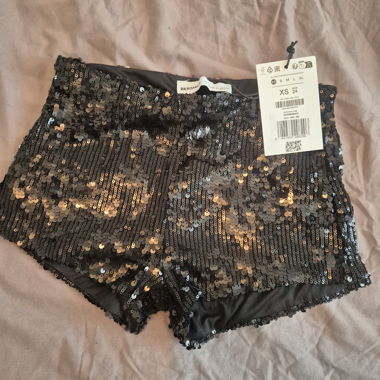 Black Sequin Shorts by Bershka