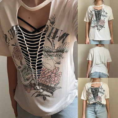 Party/Beach T-Shirt mit Cut-Outs