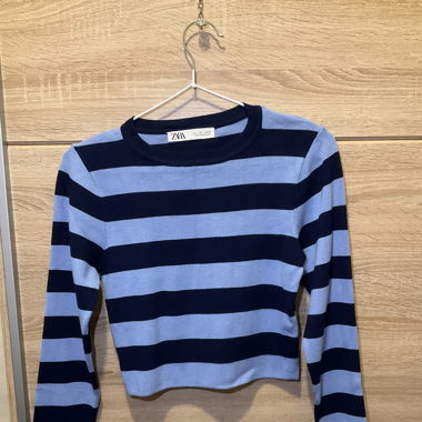 CROP, top bleu à rayures
