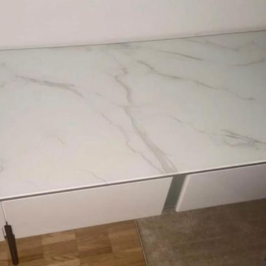 White Coffee Table with Marble Look