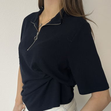 Black Zip Polo Shirt