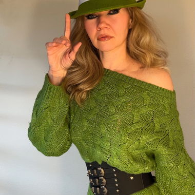 Knitted dark fir green jumper