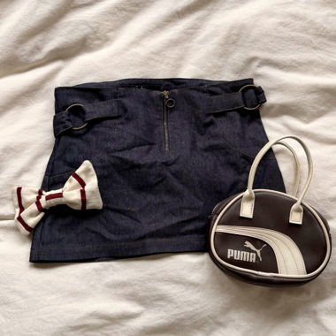 mini-jupe denim bleu foncé