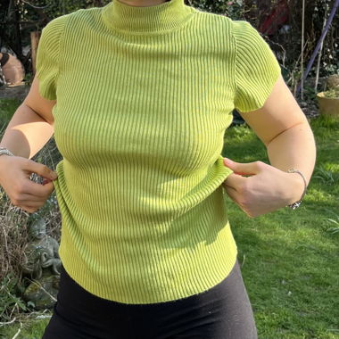 Maglione in maglia a coste verde