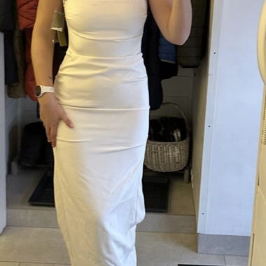 Abito da sera crema in seta decorato (matrimonio?)