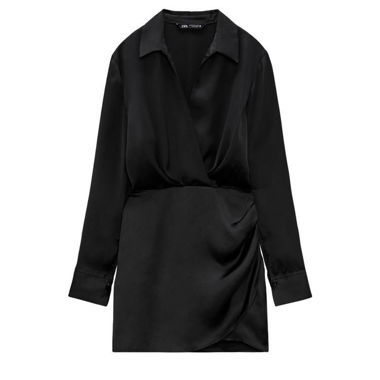 Robe courte en satin noire Zara