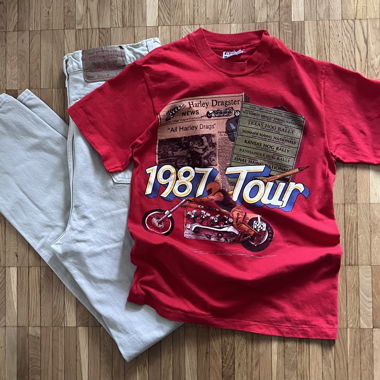 Authentic Vintage 1987 Harley drag racing event 