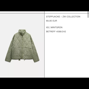 Steppjacke Mintgruen XS