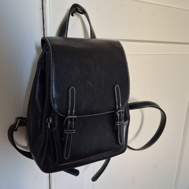 Black small leather backpack