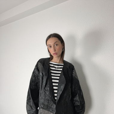 Vintage 80s black oversized leather jacket