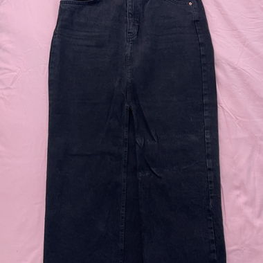 Jupe jean noire longue avec fente 