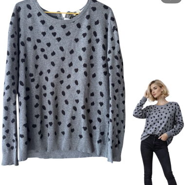 Pull gris a pois bleu marine Esprit