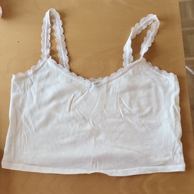 White lace crop cami top