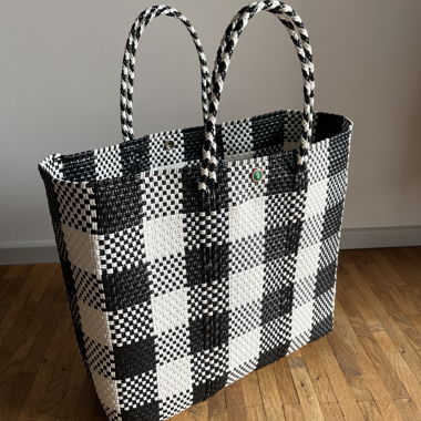Borsa intrecciata bianco/nero
