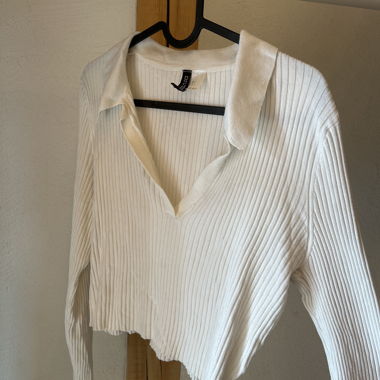Crop Top blanc, manches longues