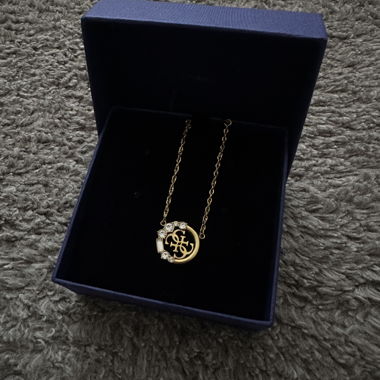 Guess Gold Necklace with Round Pendant