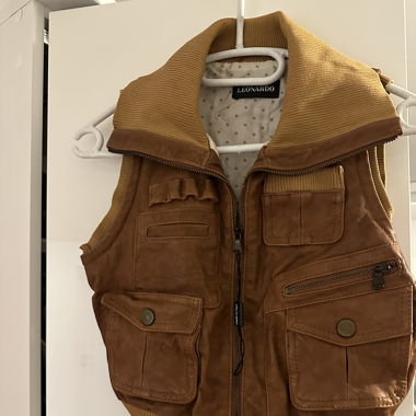 Leder Gilet Braun
