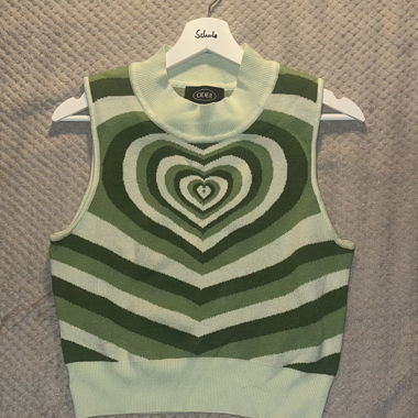 Gilet smanicato lavorato a maglia verde di Cider