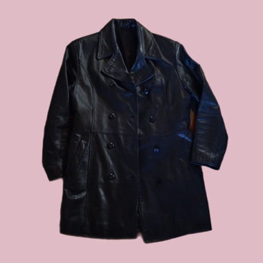 Leather pea coat black 