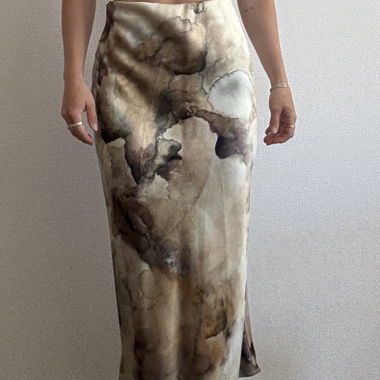 Abstract Satin Maxi Skirt