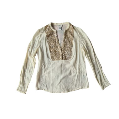 Blouse Softgrey à paillettes dorées, taille 38