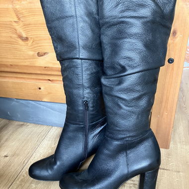 Black leather boots