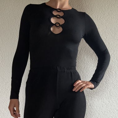 Body nero a maniche lunghe