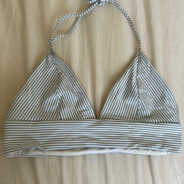 Top bikini blu e bianco 