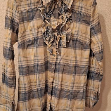 Blusa a Quadri con Balze