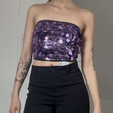 Lilac Sequin Bandeau Top