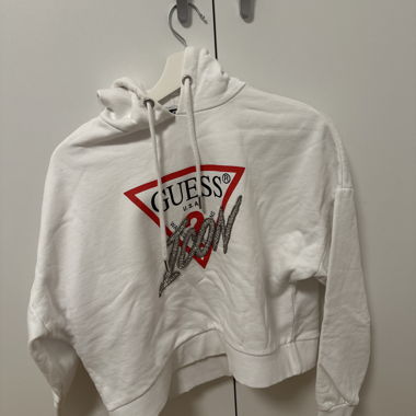 Felpa con cappuccio bianca GUESS con logo
