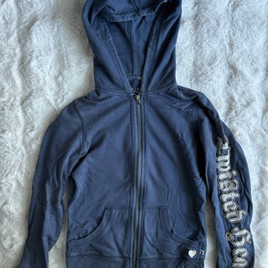 Blauer Sweatshirt mit Reissverschluss und Kapuze