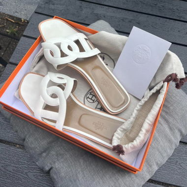 Hermès Sandalen aus weissem Leder (40)