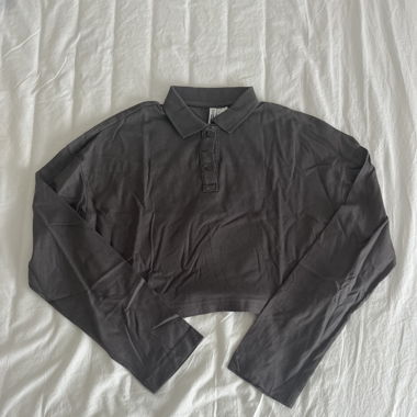 Shirt langarm cropped mit Kragen