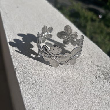 Bracelet fleur argenté