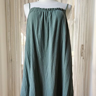 Musselin Maxikleid in Khaki