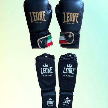 Gants de boxe LEONE avec protège-tibias