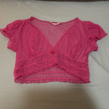 kurzes vintage pink lace top