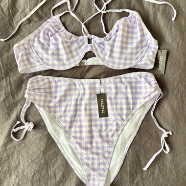 Set Bikini vichy lilla Boohoo taglia 48