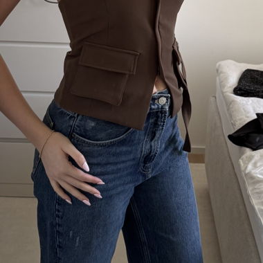 Top halter marrone