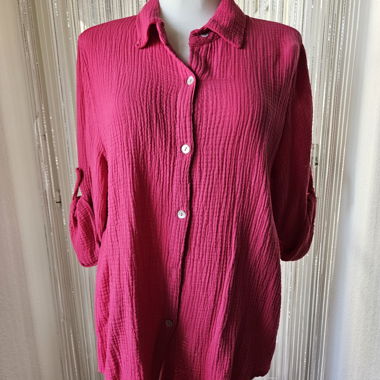 Musselin Hemd in Fuchsia