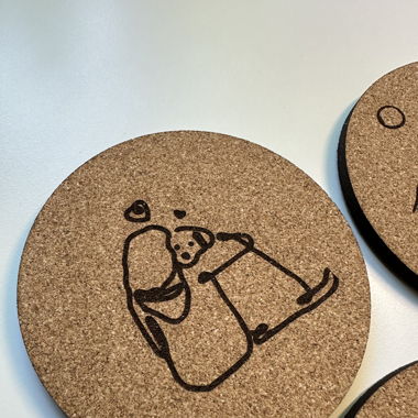 Handmade cork coaster dog