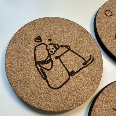 Handmade cork coaster dog