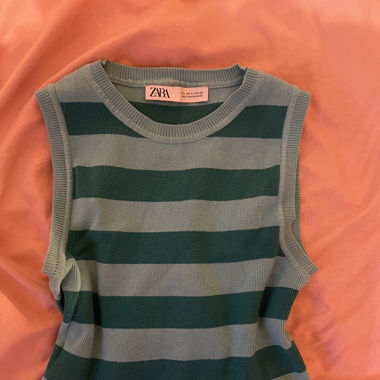 Crop top a righe blu Zara