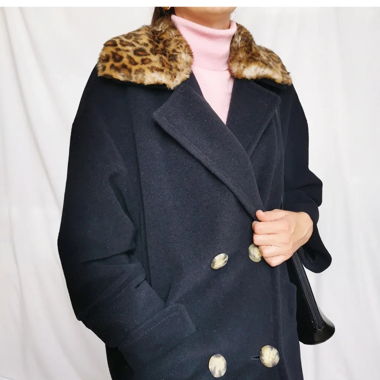 Leopard wool vintage coat