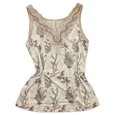 Top floreale color crema